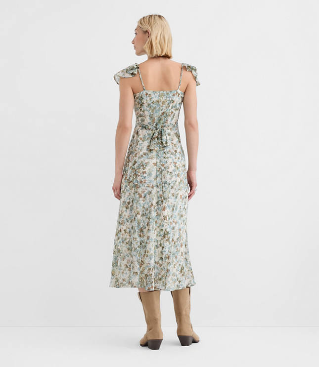 Floral Ruffle Strappy Back Maxi Dress