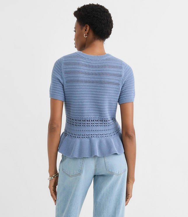 Pointelle Peplum Sweater