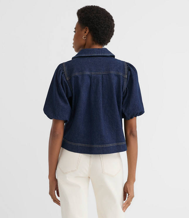Denim Puff Sleeve Top
