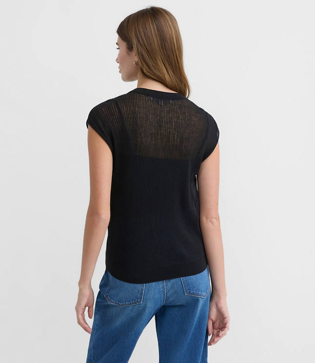 Ribbed Cap Sleeve Sweater Tee