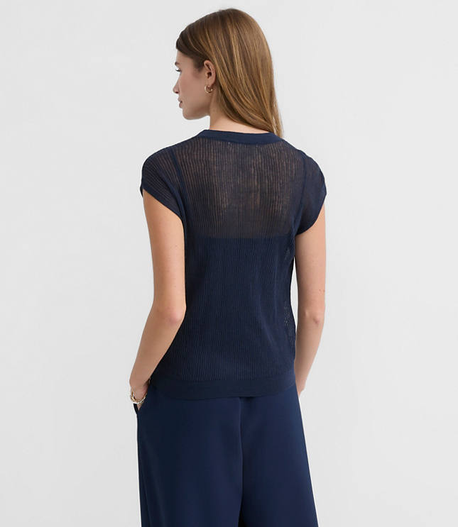 Ribbed Cap Sleeve Sweater Tee