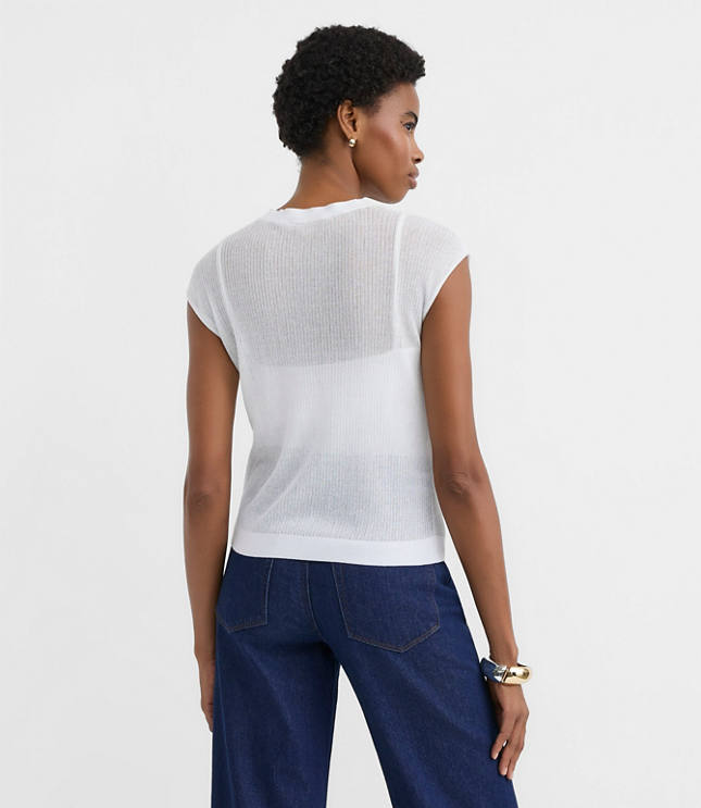 Ribbed Cap Sleeve Sweater Tee