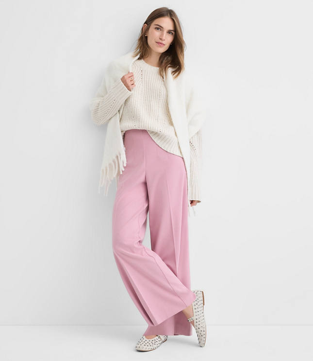 Petite Darted Palazzo Pants in Brushed Flannel