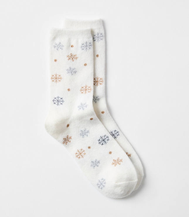 Shimmer Snowflake Cozy Crew Socks
