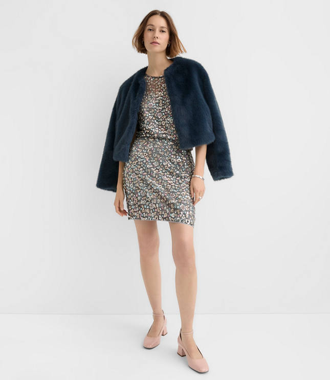 Petite Floral Sequin Mini Skirt