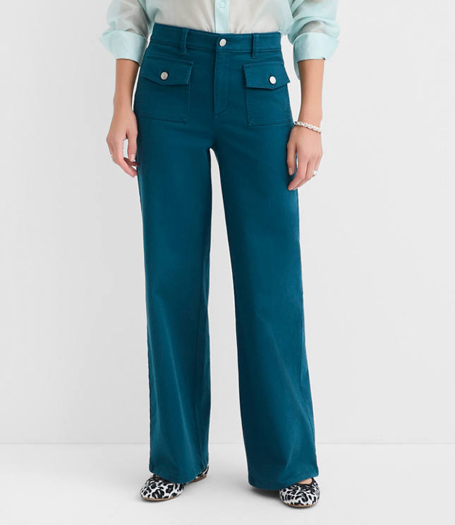 Petite Palmer Wide Leg Pants in Twill