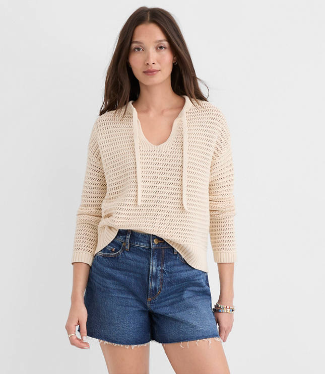 Mesh Stitch Tie Neck Sweater - image 2