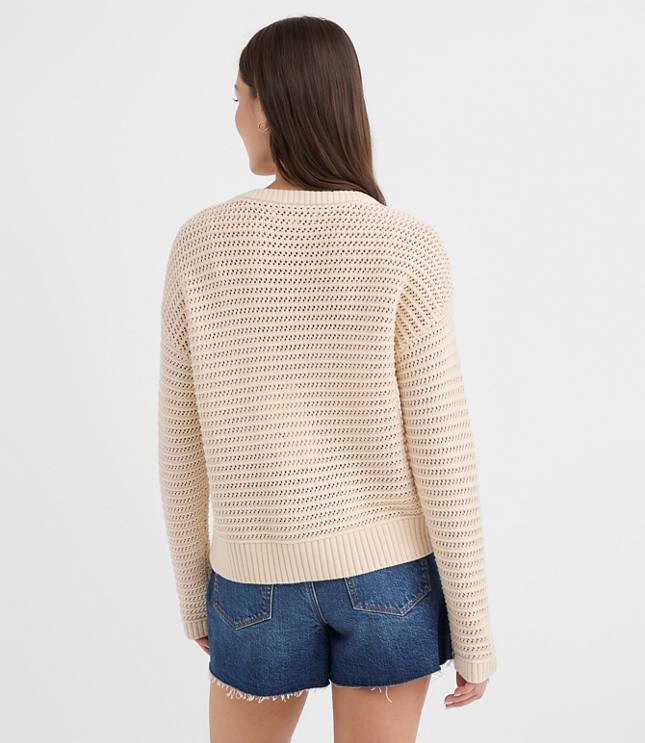 Mesh Stitch Tie Neck Sweater - image 3