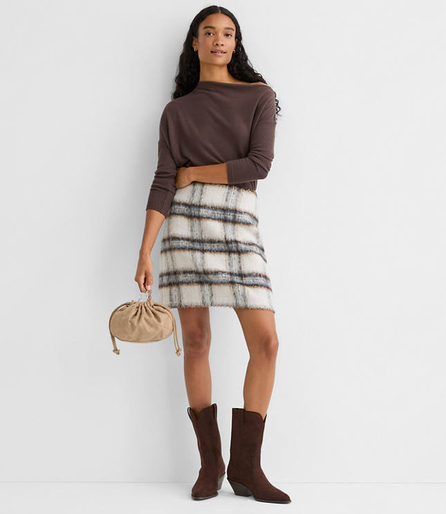 Tall Plaid Boucle Mini Skirt