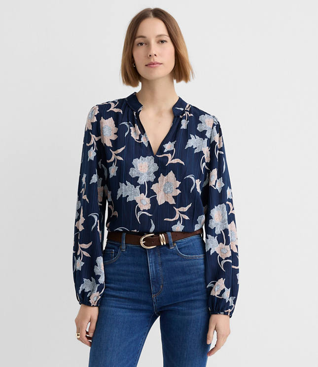 Floral Modern V-Neck Blouse
