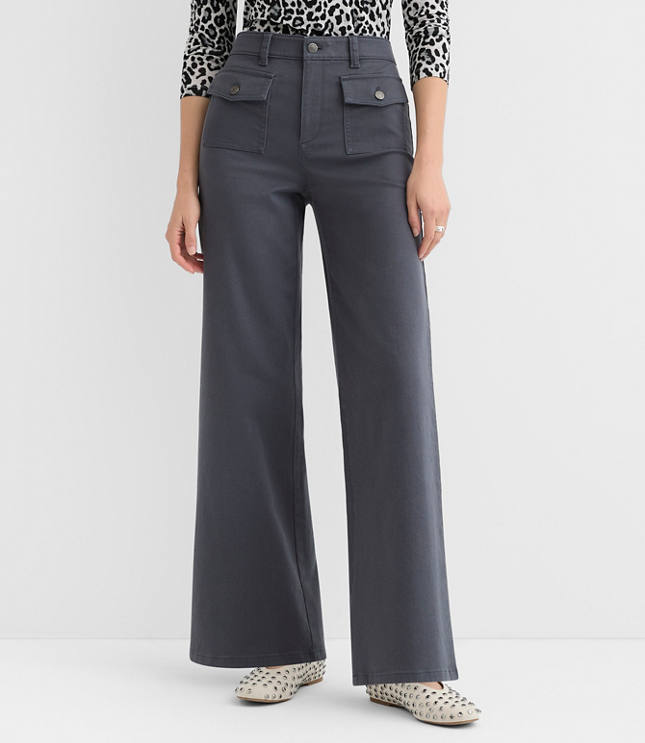 Petite Curvy Palmer Wide Leg Pants in Twill