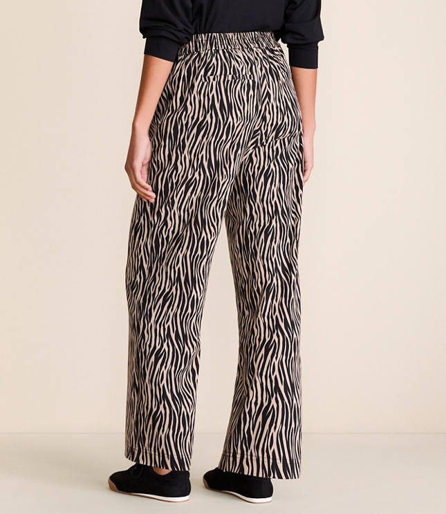 Petite Lou & Grey Zebra Print Wanderweave Wide Leg Trouser Pants