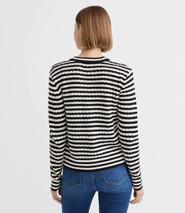 Petite Pointelle Striped Cardigan