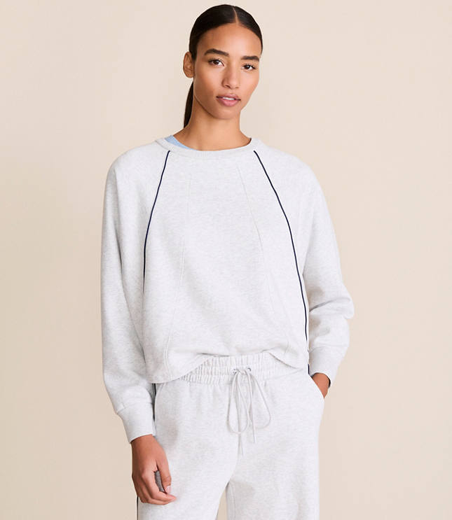 Petite Lou & Grey Heathered Piped Elite Fleece Sweatshirt