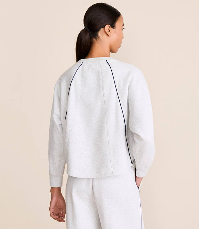 Petite Lou & Grey Heathered Piped Elite Fleece Sweatshirt