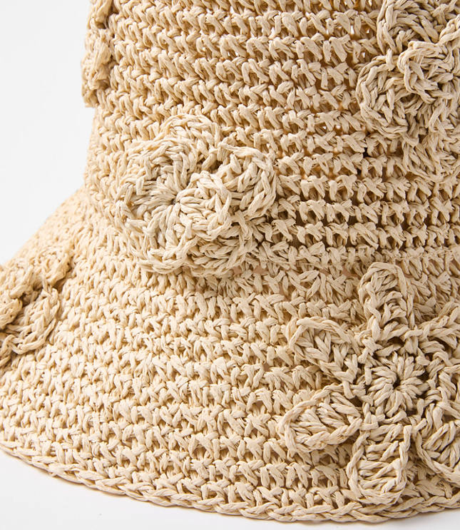Floral Raffia Bucket Hat