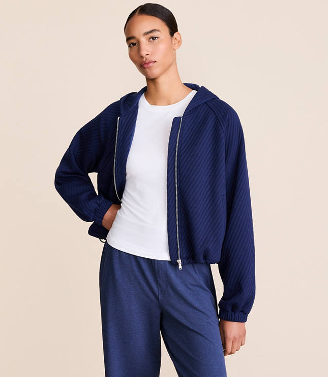 Lou & Grey Quilted Jacquard Zip Hoodie