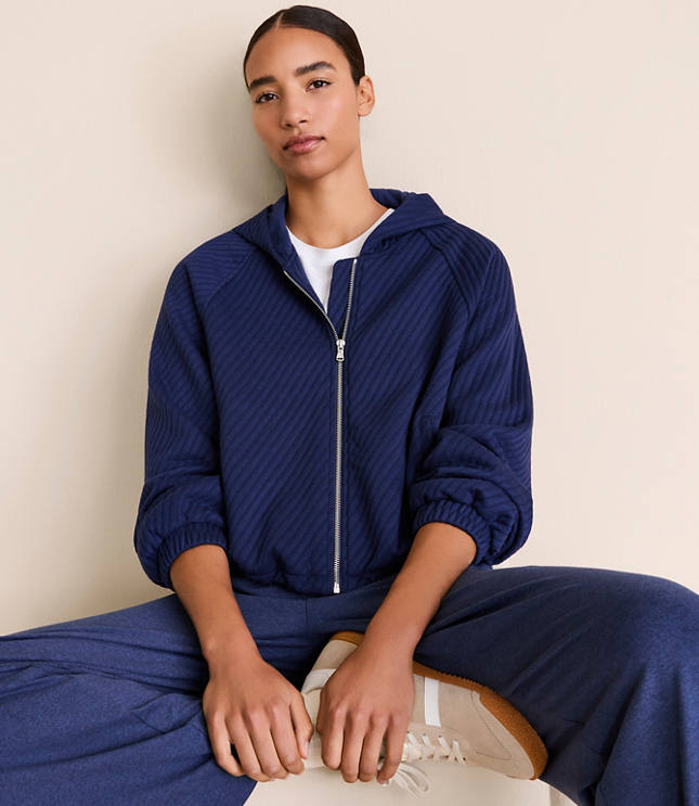 Lou & Grey Quilted Jacquard Zip Hoodie