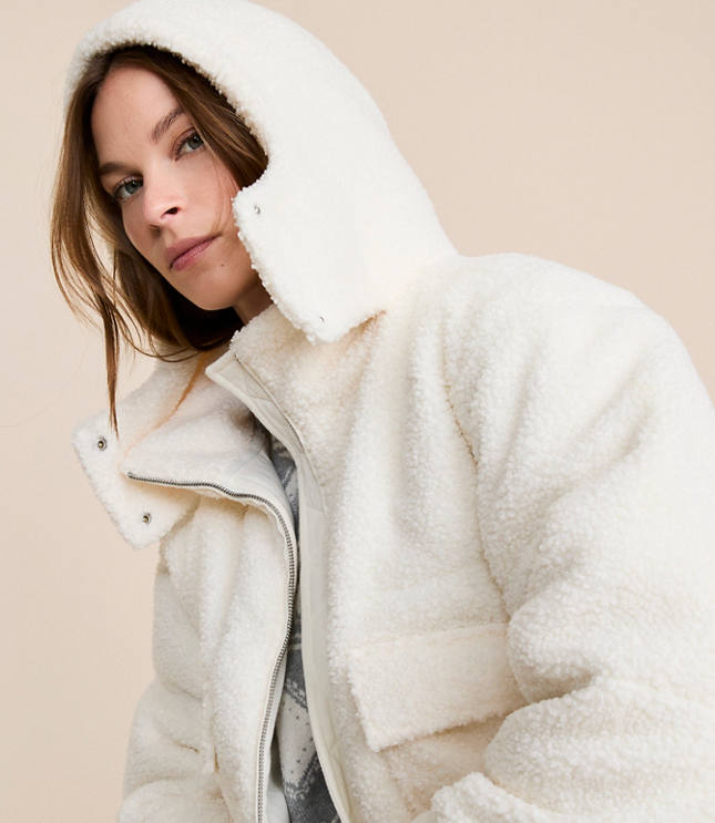 Petite Lou & Grey Hooded Sherpa Puffer Jacket