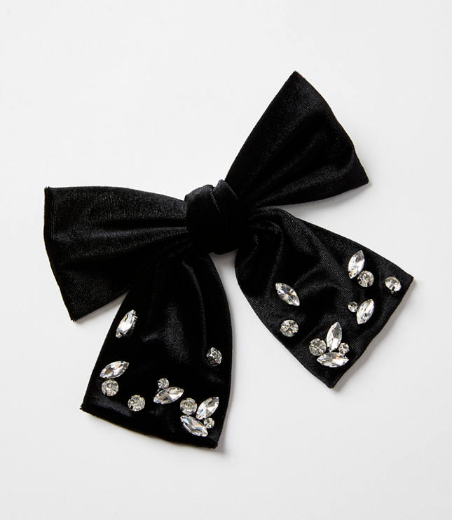 Crystal Velvet Bow Barrette