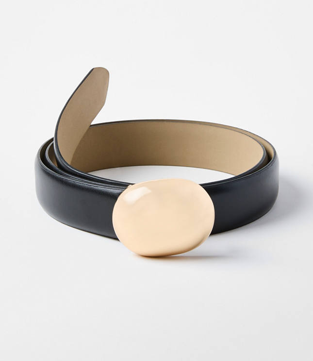 Round Bean Buckle Leather Belt