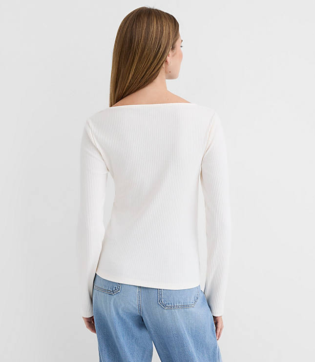Asymmetrical Neck Ribbed Top