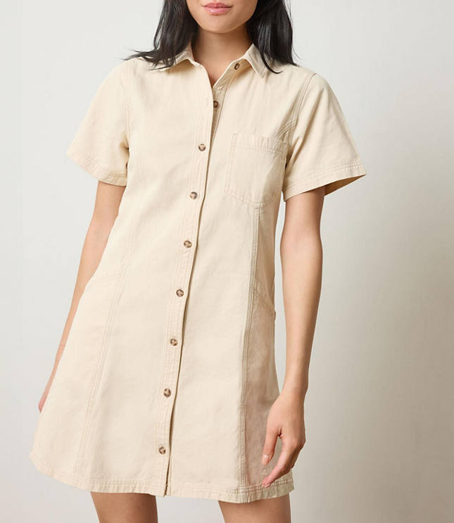 Lilla P Twill Paneled Shirtdress