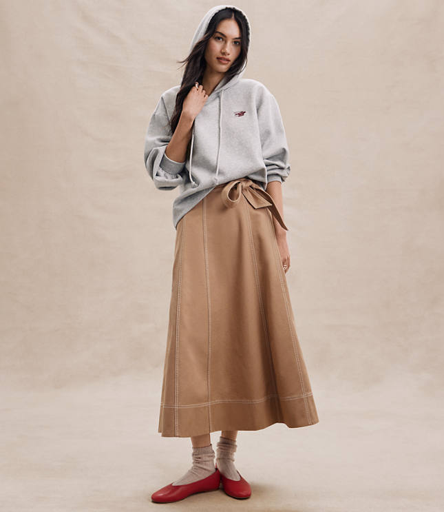 Petite Belted Midi Pocket Skirt