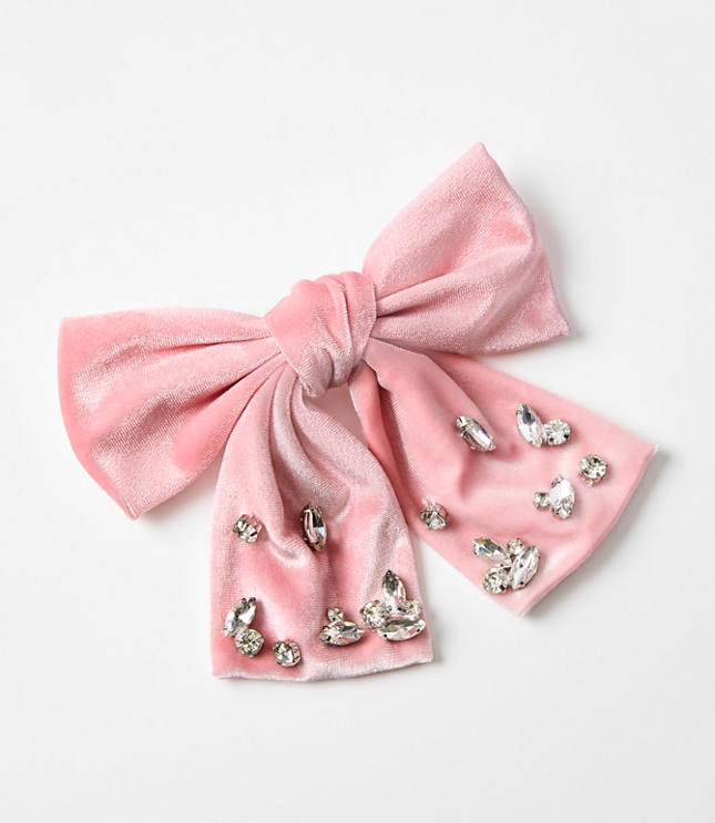 Crystal Velvet Bow Barrette
