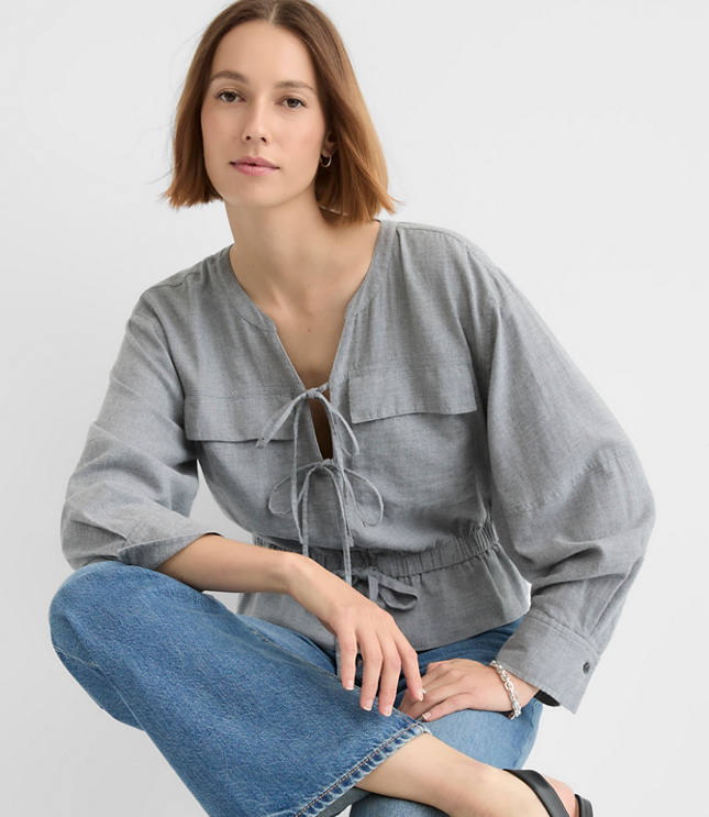 Twill Safari Peplum Top