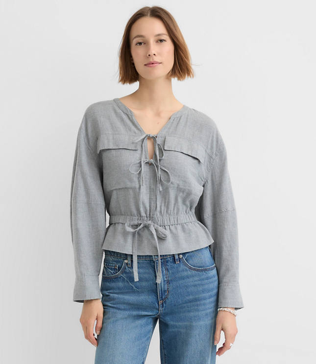 Twill Safari Peplum Top