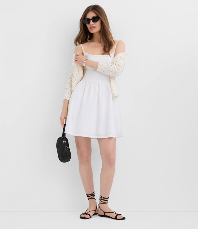 Poplin Strappy Smocked Mini Pocket Dress