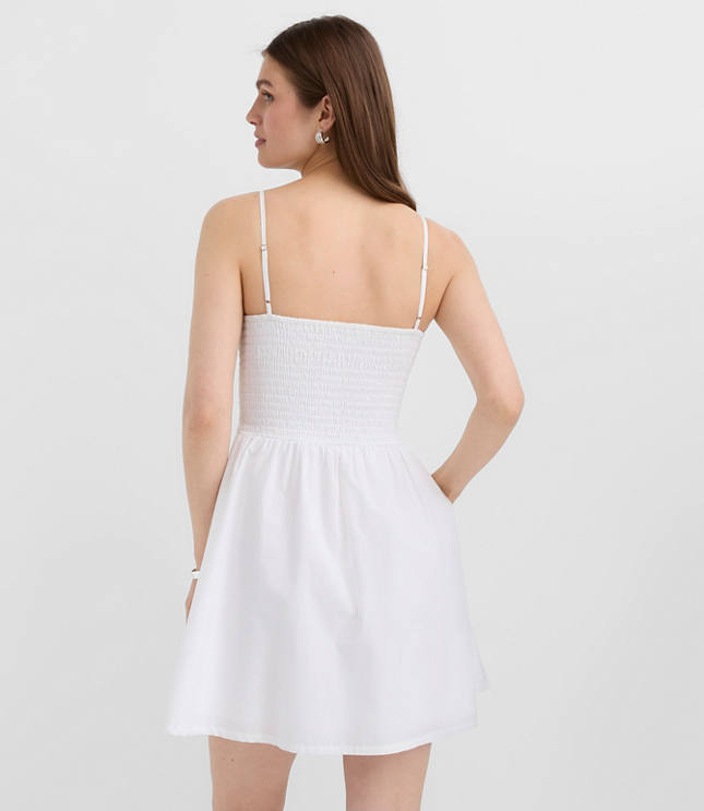 Poplin Strappy Smocked Mini Pocket Dress