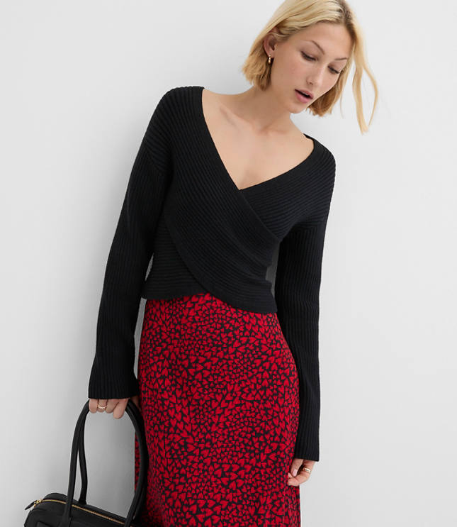 Ribbed Crossover Sweater