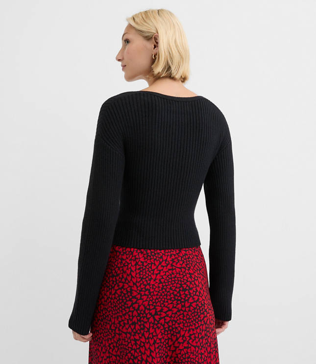 Ribbed Crossover Sweater