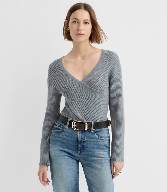Ribbed Crossover Sweater