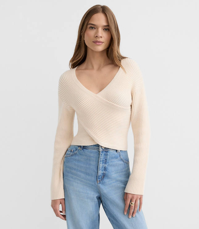 Ribbed Crossover Sweater