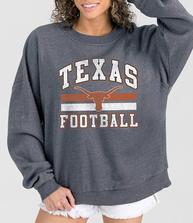 Gameday Couture Texas Longhorns Playmaker Premium Fleece Drop Shoulder Crew Neck Pullover