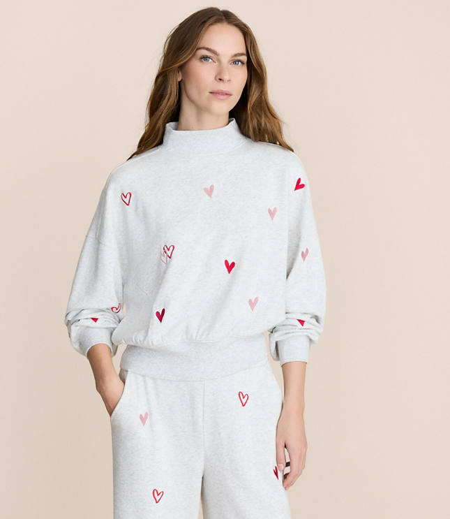 Lou & Grey Heart Cozy Cotton Mock Neck Sweatshirt