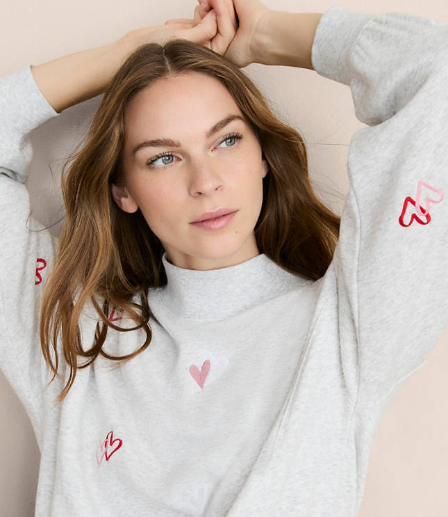 Lou & Grey Heart Cozy Cotton Mock Neck Sweatshirt