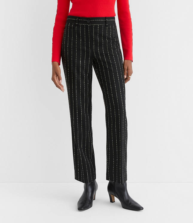 Petite Curvy Parker Straight Pants in Brushed Pinstripe