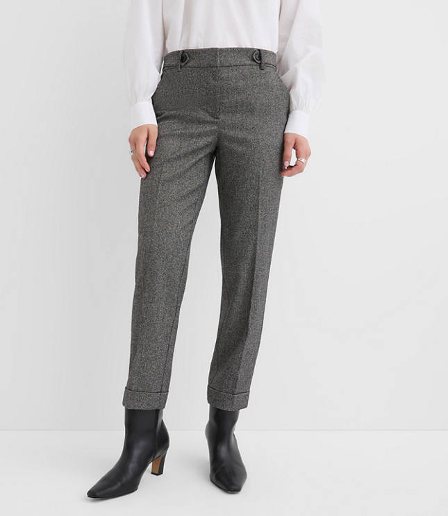 Curvy Cuffed Riviera Slim Pants in Twill