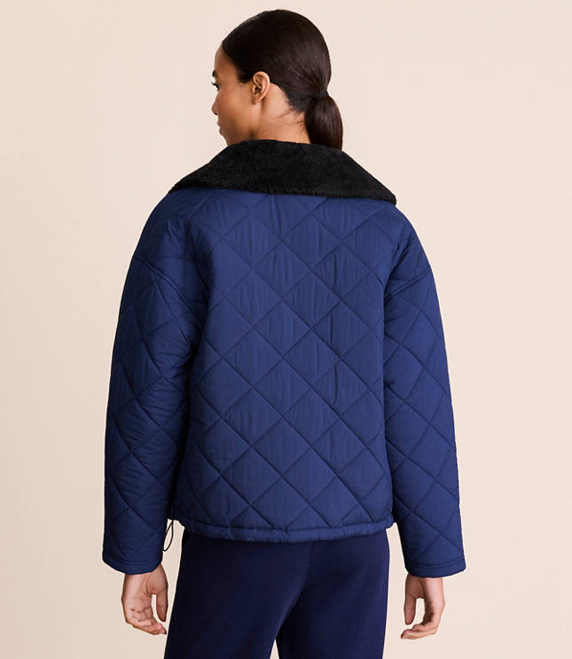 Petite Lou & Grey Sherpa Collared Quilted Puffer Jacket