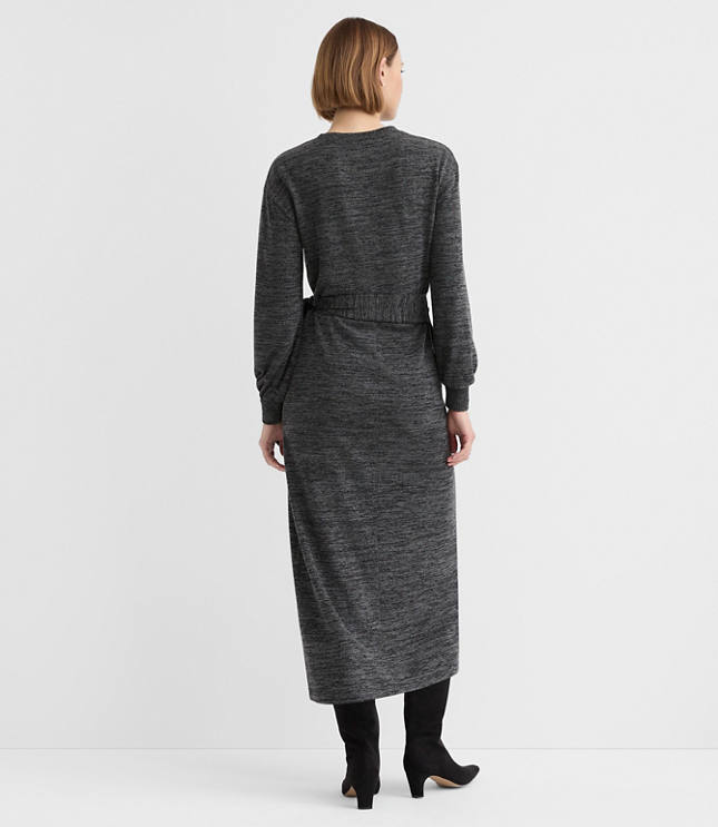 Petite Jersey Side Pleated Midi Wrap Dress