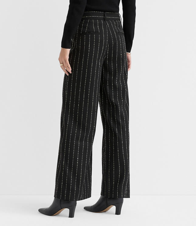 Tall Curvy Palmer Wide Leg Pants in Brushed Pinstripe