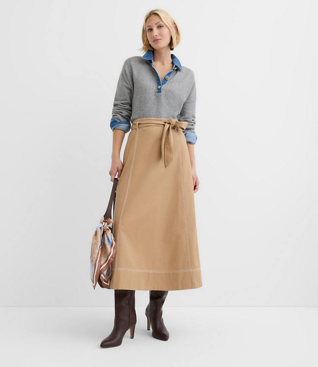 Belted Midi Pocket Skirt