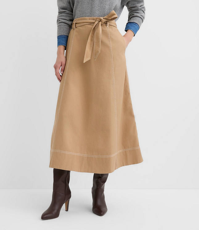 Belted Midi Pocket Skirt