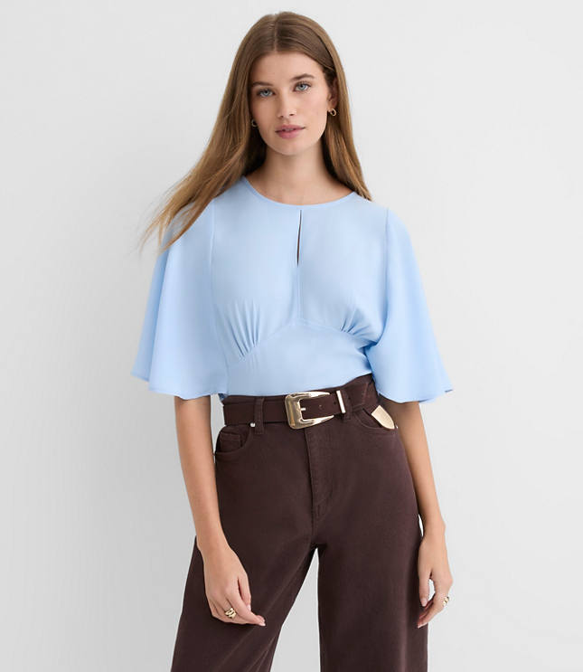 Flutter Sleeve Keyhole Blouse