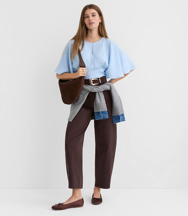 Flutter Sleeve Keyhole Blouse