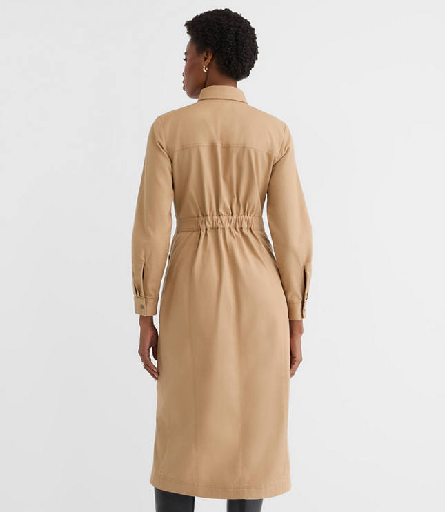 Twill Midi Pocket Shirtdress